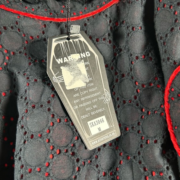 Living Dead Souls Mini Skirt Women M Black Red Heart Flared Eyelet Goth Emo Punk - Picture 5 of 8